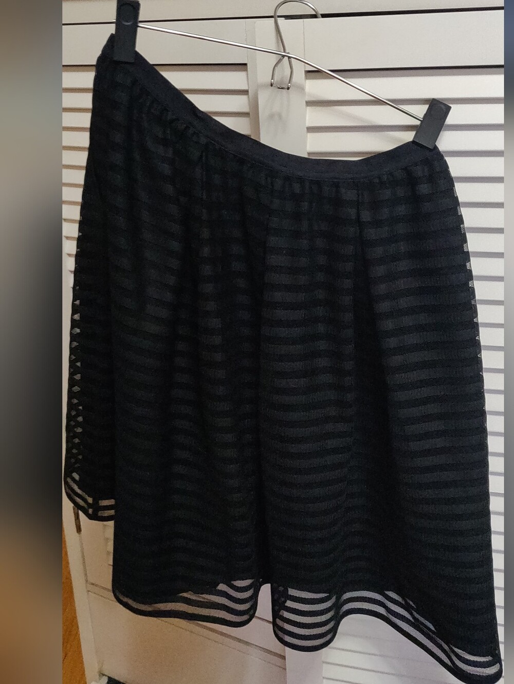 Garnet Hill Black Shear Striped A-Line Short Skirt Holiday Size 8